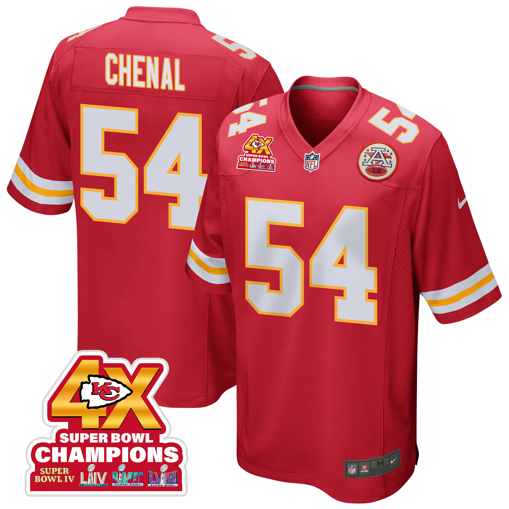 Leo Chenal 54 Kansas City Chiefs Super Bowl LVIII Champions 4X Game Men Jersey - Red JS9744 nicesnker