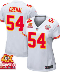 Leo Chenal 54 Kansas City Chiefs Super Bowl LVIII Champions 4X Game Women Jersey - White JS1372 nicesnker