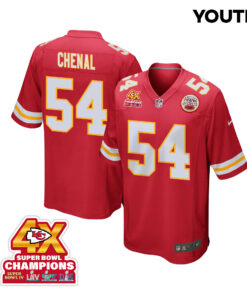 Leo Chenal 54 Kansas City Chiefs Super Bowl LVIII Champions 4X Game YOUTH Jersey - Red JS9539 nicesnker