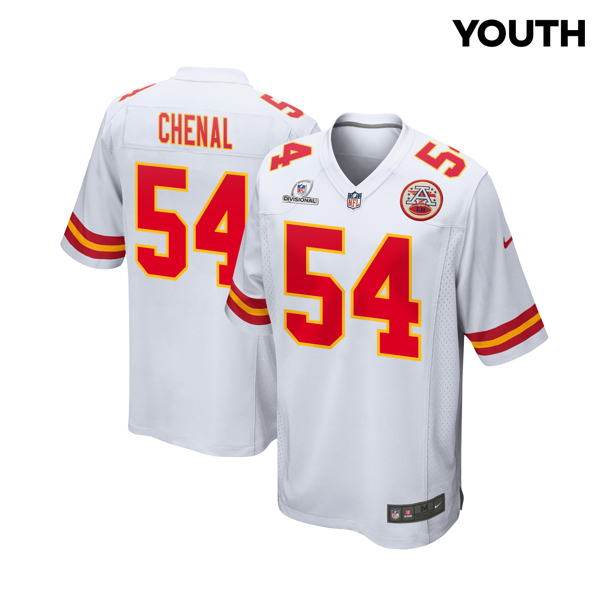 Leo Chenal 54 Kansas City Chiefs Super Bowl LVIII Patch Game YOUTH Jersey - White JS5863 nicesnker