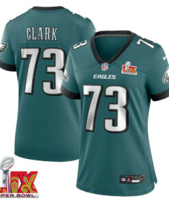 Le'Raven Clark #73 Philadelphia Eagles Super Bowl LIX Women's Jersey - Midnight Green JS2685 nicesnker
