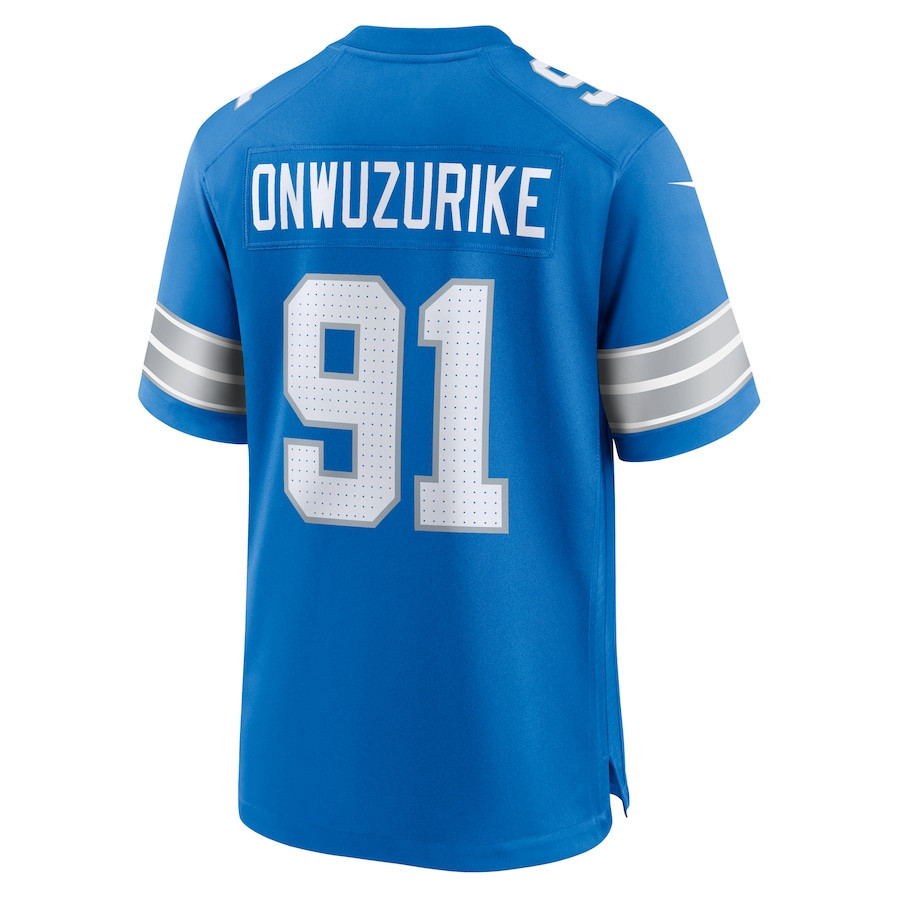 Levi Onwuzurike #91 Detroit Lions Super Bowl LIX YOUTH Jersey - Blue JS2489 nicesnker - Image 3