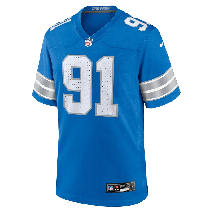 Levi Onwuzurike 91 Detroit Lions Team Game Men Jersey - Blue JS3271 nicesnker - Image 2