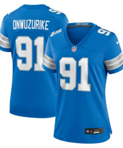 Levi Onwuzurike 91 Detroit Lions Women's Team Game Jersey - Blue JS6221 nicesnker