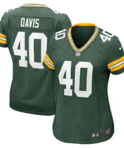 LJ Davis 40 Green Bay Packers Women's Game Jersey - Green JS3535 nicesnker
