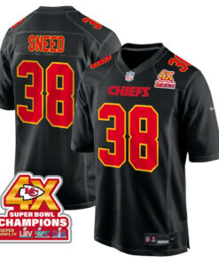 L'Jarius Sneed 38 Kansas City Chiefs Super Bowl LVIII Champions 4X Fashion Game Men Jersey - Carbon Black JS4807 nicesnker