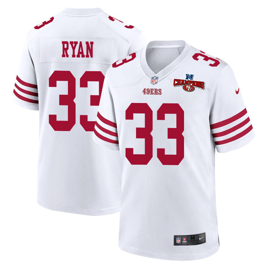 Logan Ryan 33 San Francisco 49ers NFC Champions Patch Game Men Jersey - White JS5310 nicesnker
