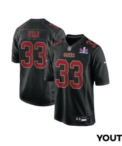 Logan Ryan 33 San Francisco 49ers Super Bowl LVIII Patch Fashion Game YOUTH Jersey - Carbon Black JS4293 nicesnker