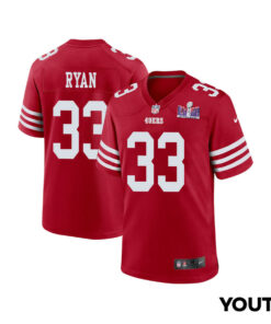 Logan Ryan 33 San Francisco 49ers Super Bowl LVIII Patch Game YOUTH Jersey - Scarlet JS6502 nicesnker