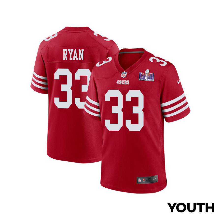 Logan Ryan 33 San Francisco 49ers Super Bowl LVIII Patch Game YOUTH Jersey - Scarlet JS6502 nicesnker