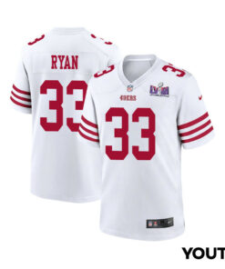 Logan Ryan 33 San Francisco 49ers Super Bowl LVIII Patch Game YOUTH Jersey - White JS7298 nicesnker
