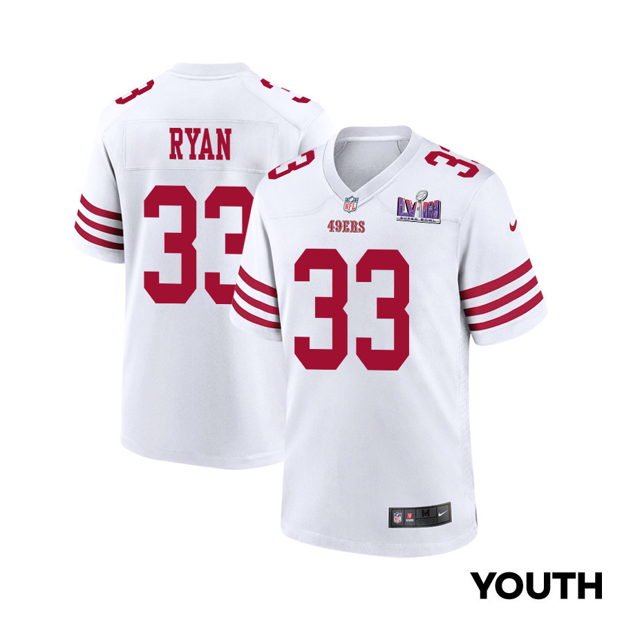 Logan Ryan 33 San Francisco 49ers Super Bowl LVIII Patch Game YOUTH Jersey - White JS7298 nicesnker