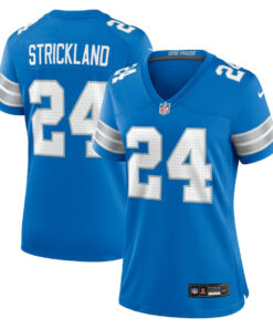 Loren Strickland 24 Detroit Lions Women's Team Game Jersey - Blue JS6436 nicesnker