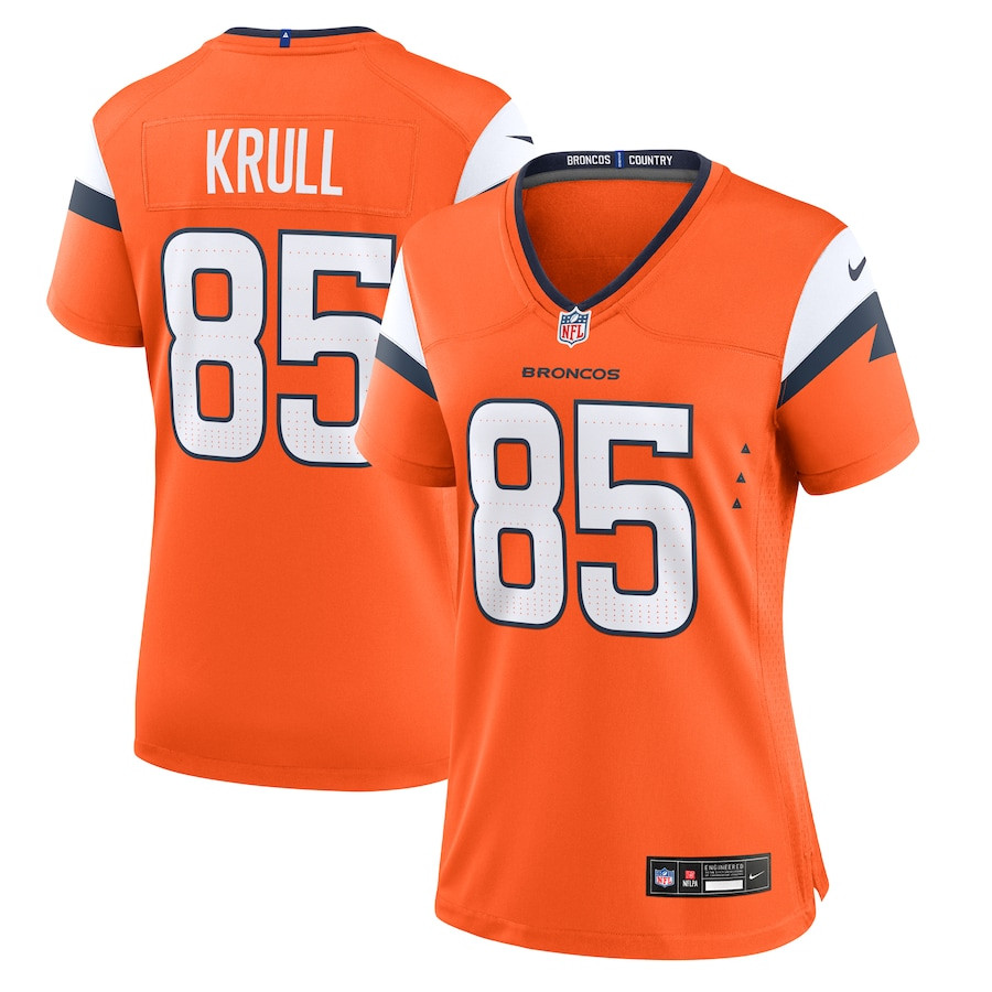 Lucas Krull 85 Denver Broncos Team Game Women Jersey - Orange JS9274 nicesnker