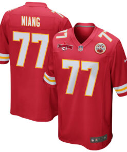 Lucas Niang 77 Kansas City Chiefs AFC Champions Patch Game Men Jersey - Red JS2045 nicesnker