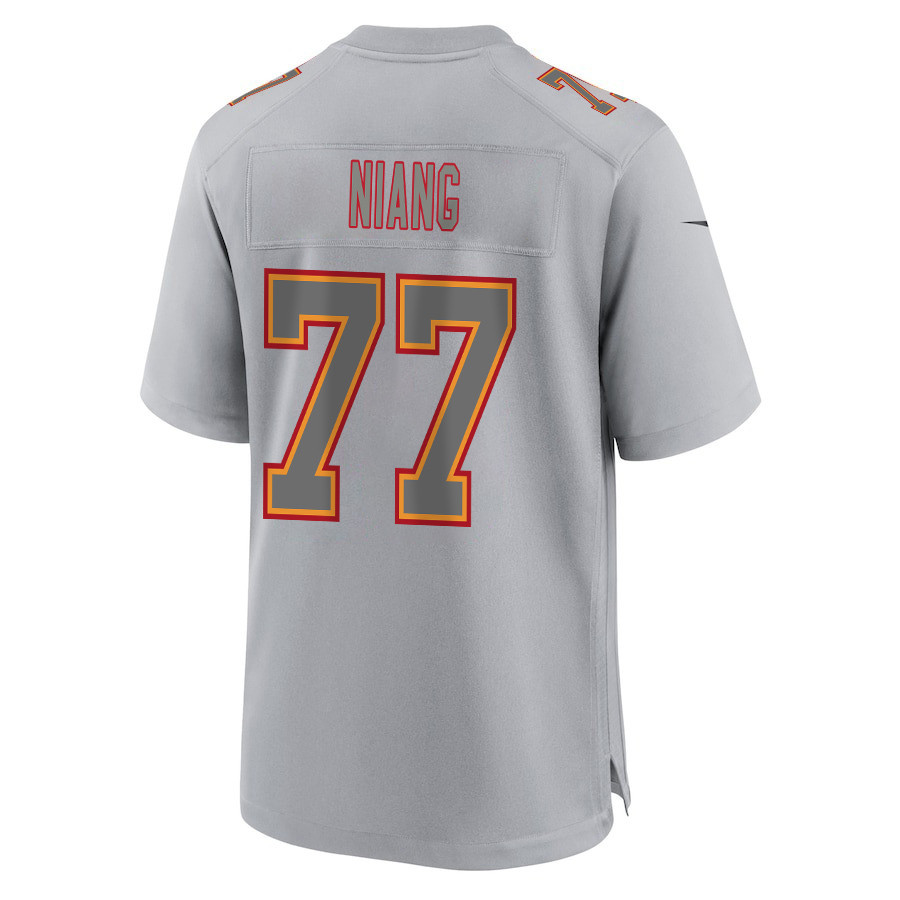 Lucas Niang 77 Kansas City Chiefs Super Bowl LVIII Champions 4 Stars Patch Atmosphere Fashion Game Men Jersey - Gray JS9596 nicesnker - Image 3