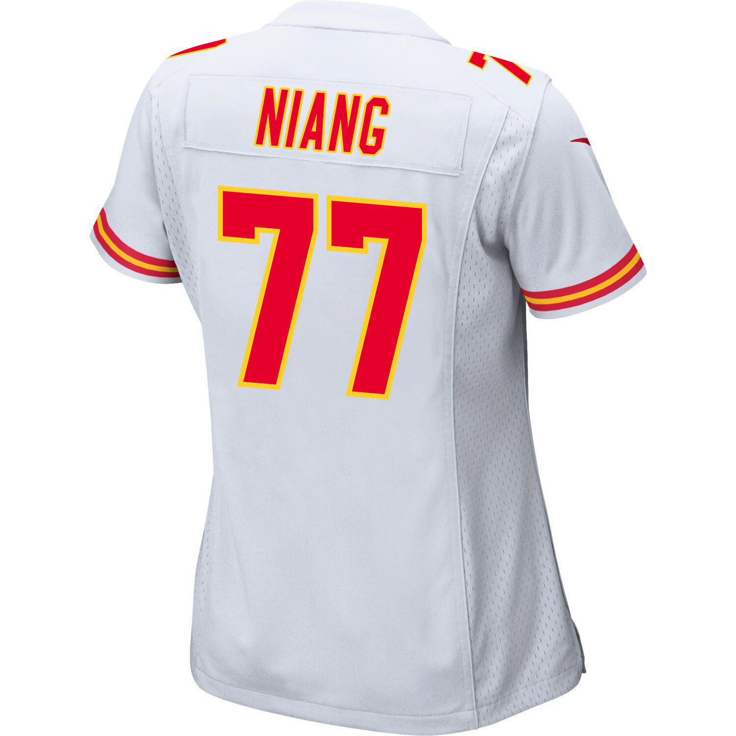 Lucas Niang 77 Kansas City Chiefs Super Bowl LVIII Champions 4 Stars Patch Game Women Jersey - White JS1537 nicesnker - Image 3