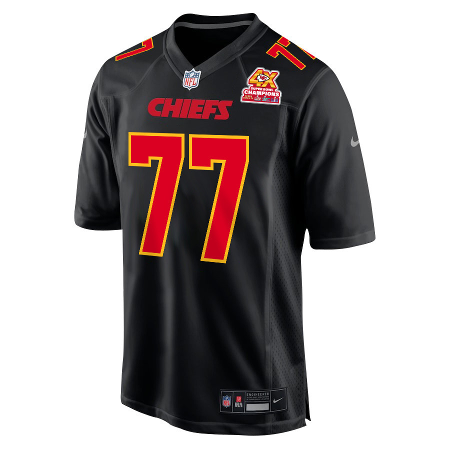 Lucas Niang 77 Kansas City Chiefs Super Bowl LVIII Champions 4X Fashion Game Men Jersey - Carbon Black JS8379 nicesnker - Image 2