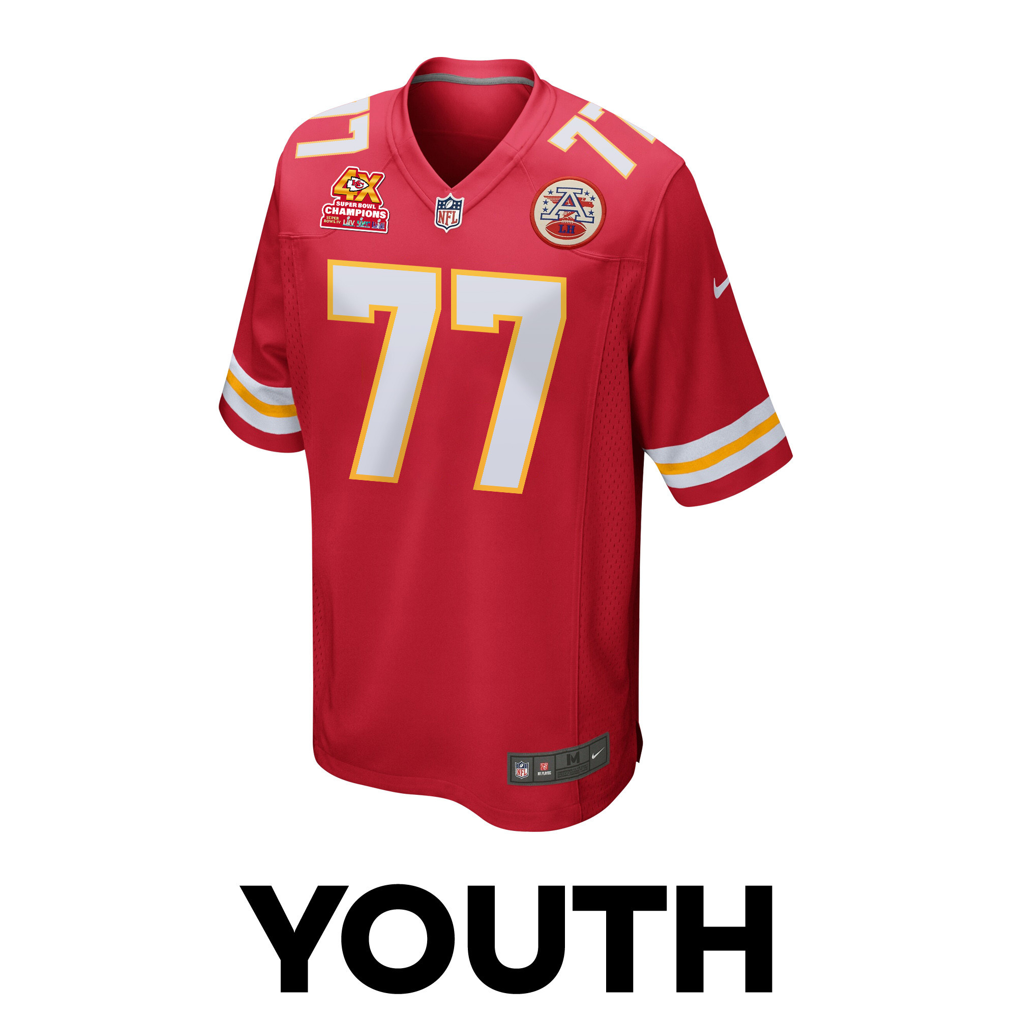 Lucas Niang 77 Kansas City Chiefs Super Bowl LVIII Champions 4X Game YOUTH Jersey - Red JS7230 nicesnker - Image 2