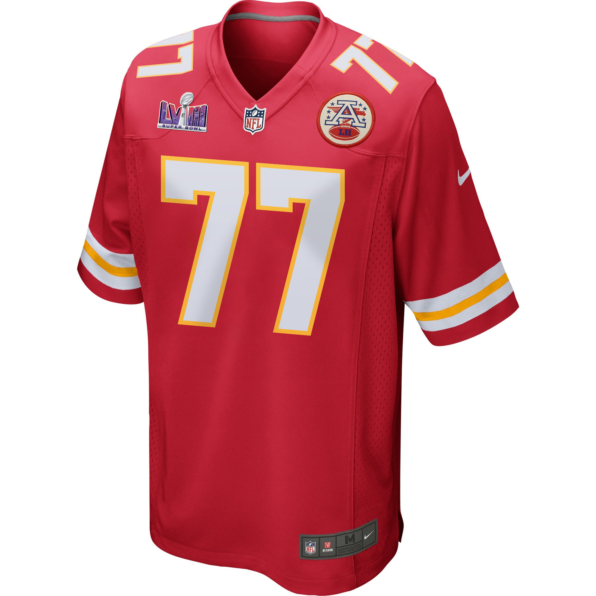 Lucas Niang 77 Kansas City Chiefs Super Bowl LVIII Patch Game Men Jersey - Red JS4052 nicesnker - Image 2