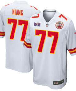 Lucas Niang 77 Kansas City Chiefs Super Bowl LVIII Patch Game Men Jersey - White JS2542 nicesnker