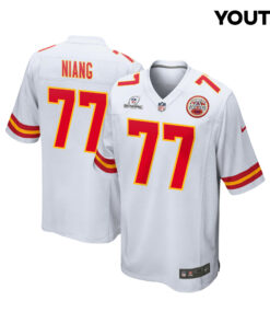 Lucas Niang 77 Kansas City Chiefs Super Bowl LVIII Patch Game YOUTH Jersey - White JS3690 nicesnker