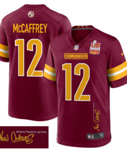 Luke McCaffrey 12 Washington Commanders Super Bowl LIX Champions Patch 'New Orleans - Where Passion Ignites' EMBROIDERED Game Men Jersey - Burgundy JS6144 nicesnker