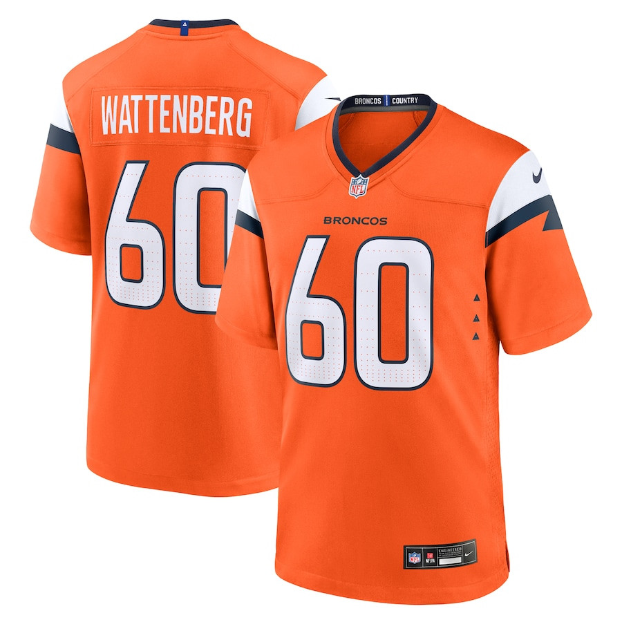 Luke Wattenberg 60 Denver Broncos Team Game Men Jersey - Orange JS6129 nicesnker
