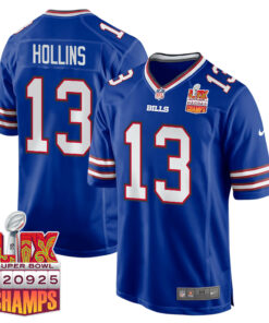 Mack Hollins 13 Buffalo Bills Super Bowl LIX Champions Patch Game Men Jersey - Royal JS3578 nicesnker