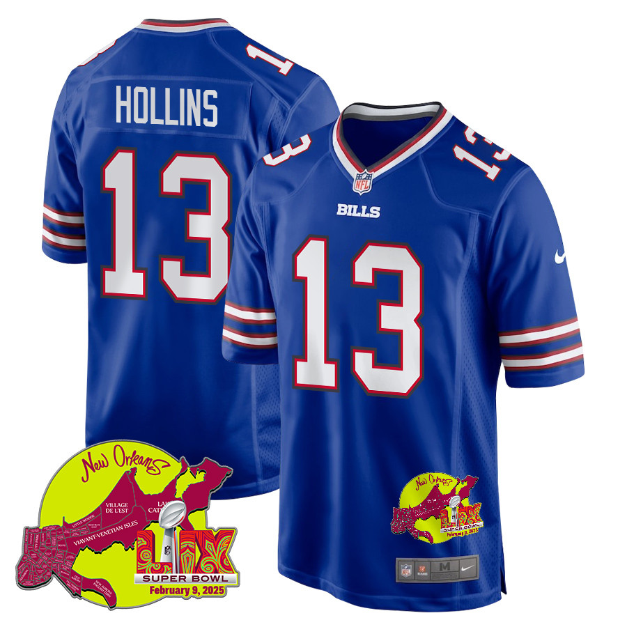 Mack Hollins 13 Buffalo Bills Super Bowl LIX New Orleans Patch Game Men Jersey - Royal JS8308 nicesnker