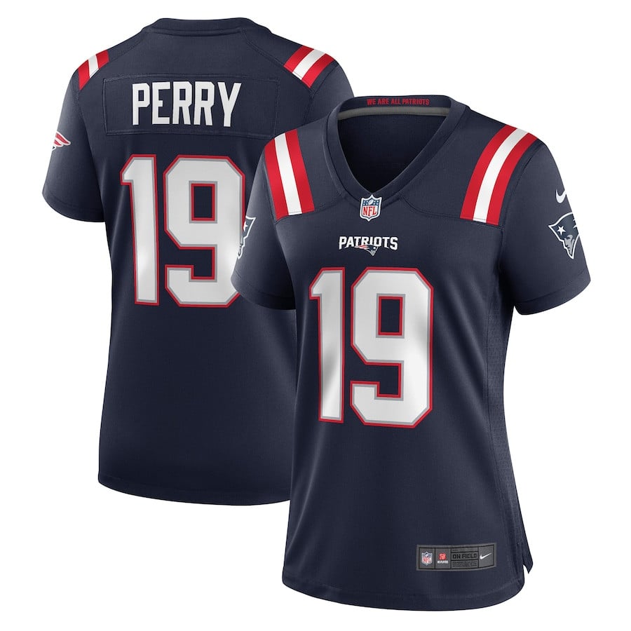 Malcolm Perry 19 New England Patriots Women Game Jersey - Navy JS1575 nicesnker