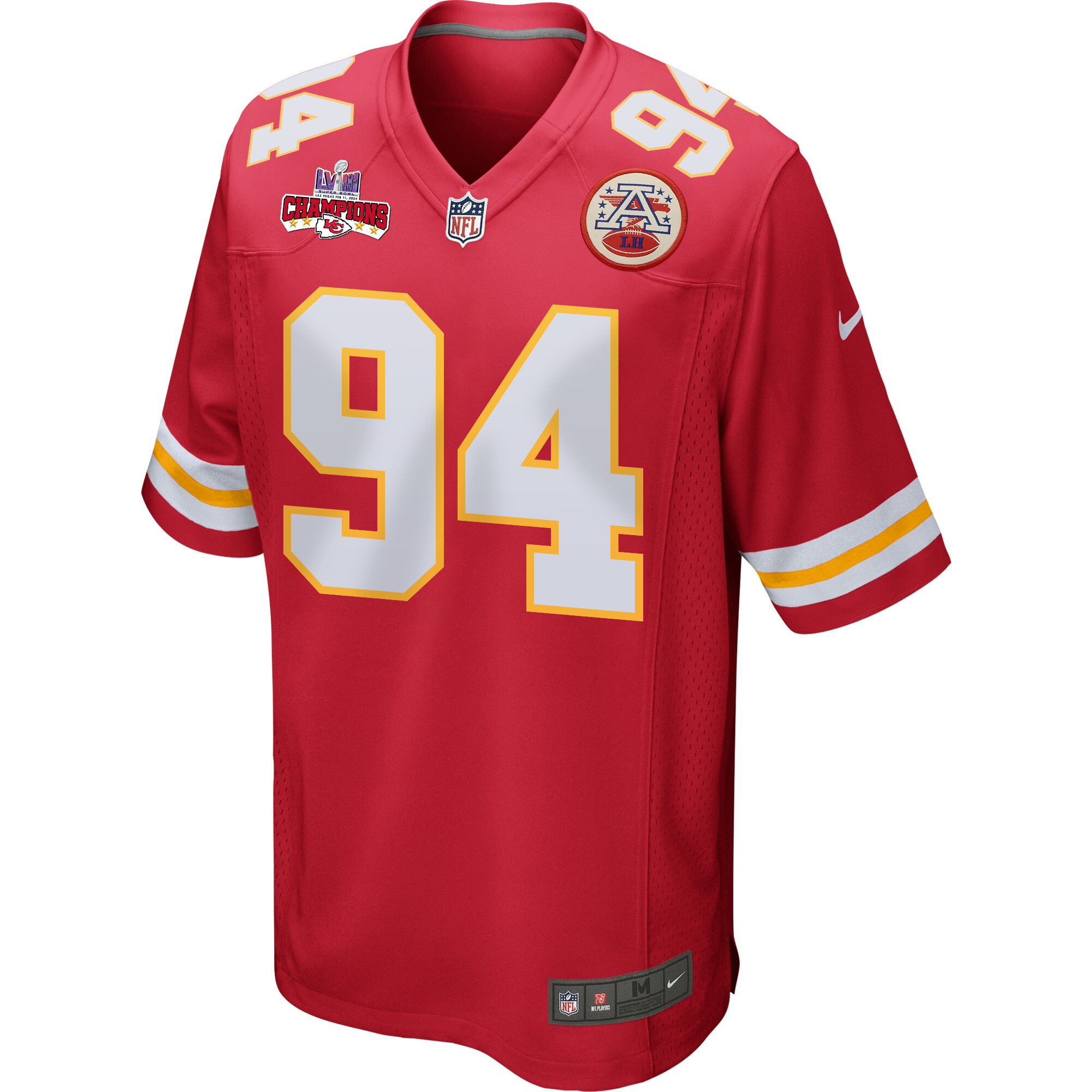 Malik Herring 94 Kansas City Chiefs Super Bowl LVIII Champions 4 Stars Patch Game Men Jersey - Red JS3357 nicesnker - Image 2