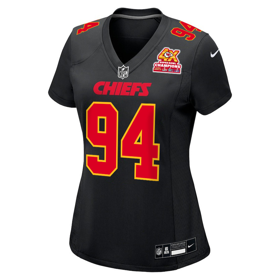 Malik Herring 94 Kansas City Chiefs Super Bowl LVIII Champions 4X Fashion Game Women Jersey - Carbon Black JS9324 nicesnker - Image 2