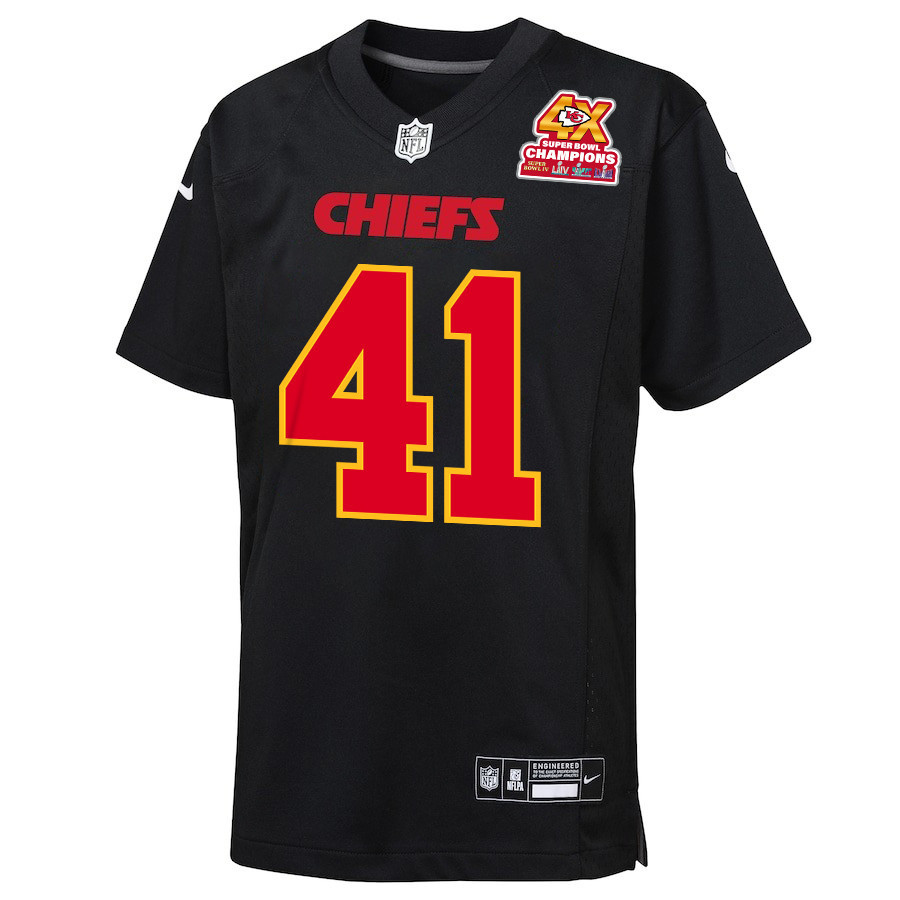 Malik Herring 94 Kansas City Chiefs Super Bowl LVIII Champions 4X Fashion Game YOUTH Jersey - Carbon Black JS9436 nicesnker - Image 2
