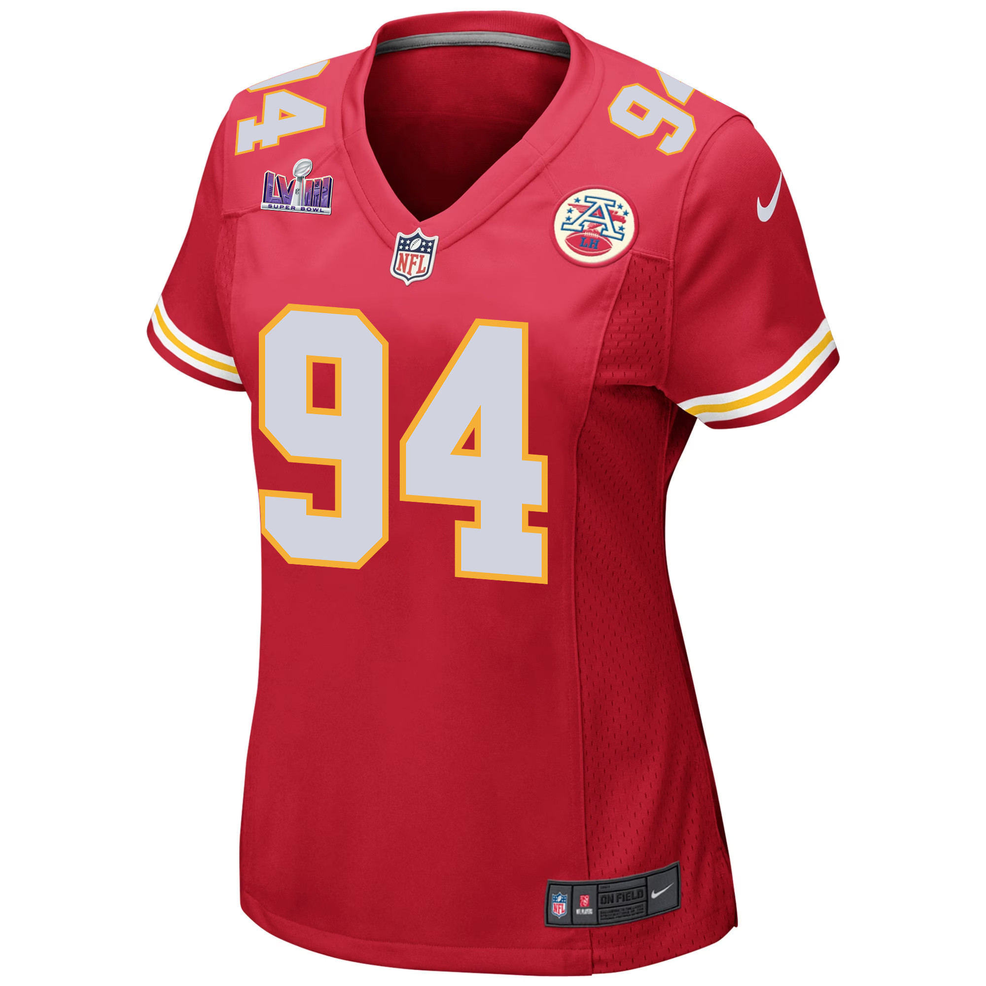 Malik Herring 94 Kansas City Chiefs Super Bowl LVIII Patch Game Women Jersey - Red JS4826 nicesnker - Image 2
