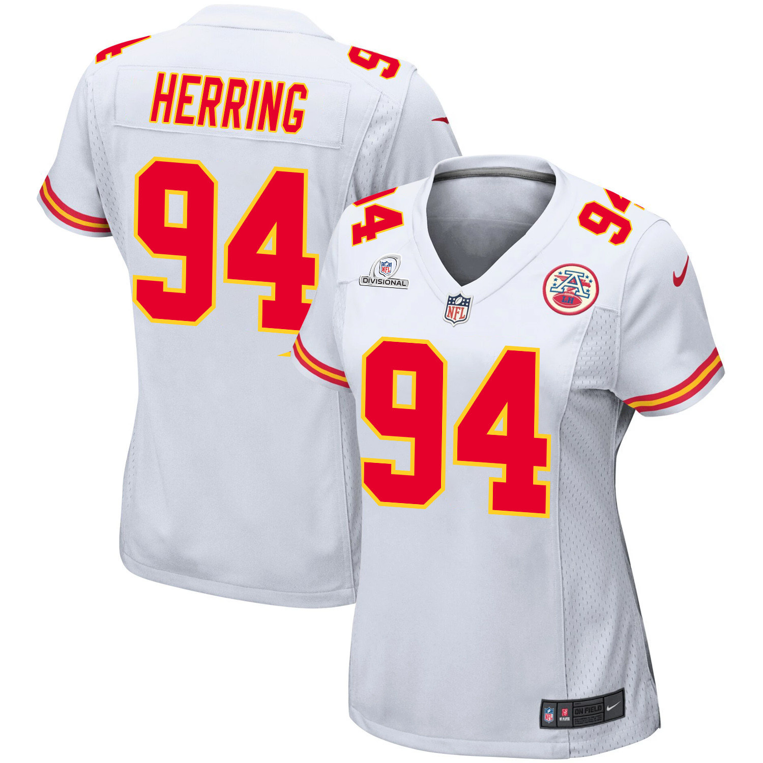 Malik Herring 94 Kansas City Chiefs Super Bowl LVIII Patch Game Women Jersey - White JS9362 nicesnker
