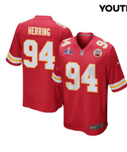 Malik Herring 94 Kansas City Chiefs Super Bowl LVIII Patch Game YOUTH Jersey - Red JS9327 nicesnker