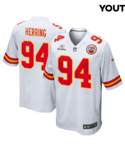 Malik Herring 94 Kansas City Chiefs Super Bowl LVIII Patch Game YOUTH Jersey - White JS3295 nicesnker