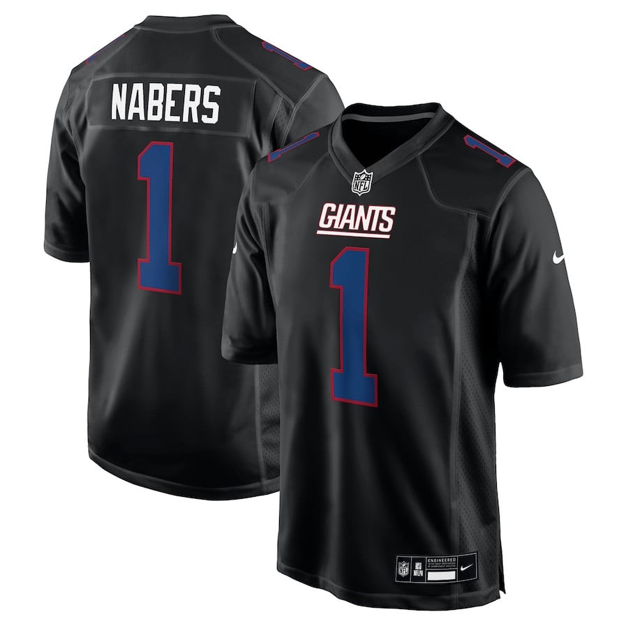 Malik Nabers 1 New York Giants Fashion Men Jersey - Carbon Black JS3668 nicesnker