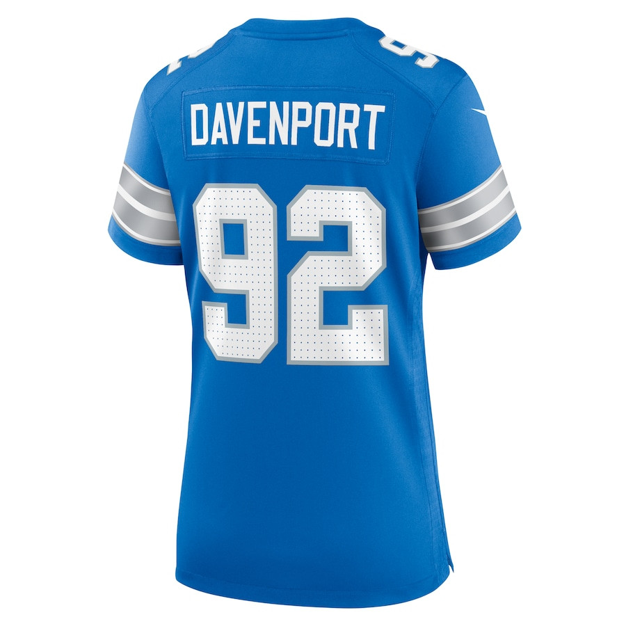 Marcus Davenport 92 Detroit Lions Team Game Women Jersey - Blue JS7873 nicesnker - Image 3