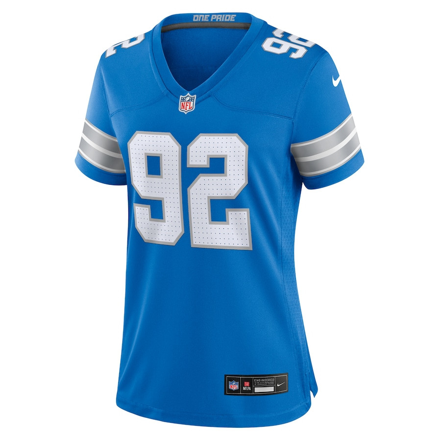 Marcus Davenport 92 Detroit Lions Team Game Women Jersey - Blue JS7873 nicesnker - Image 2
