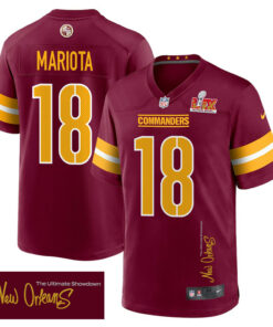 Marcus Mariota 18 Washington Commanders Super Bowl LIX 'New Orleans - The Ultimate Showdown' EMBROIDERED Game Men Jersey - Burgundy JS7551 nicesnker