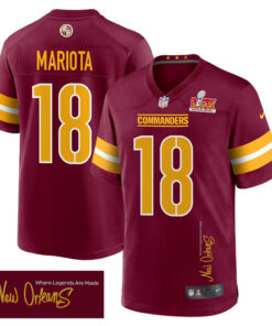 Marcus Mariota 18 Washington Commanders Super Bowl LIX 'New Orleans - Where Legends Are Made' EMBROIDERED Game Men Jersey - Burgundy JS4081 nicesnker