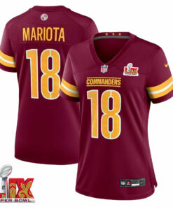 Marcus Mariota #18 Washington Commanders Super Bowl LIX Women's Jersey - Burgundy JS8829 nicesnker