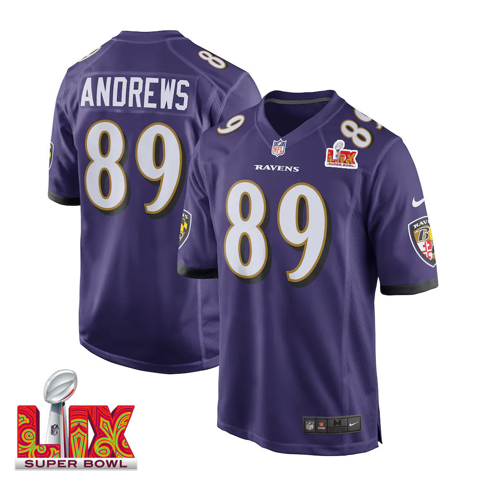 Mark Andrews #89 Baltimore Ravens Super Bowl LIX Jersey - Men's - Purple JS9501 nicesnker