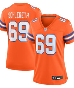 Mark Schlereth 69 Denver Broncos Women's Mile High Collection 1977 Throwback Retired Player Game Jersey - Orange JS9695 nicesnker