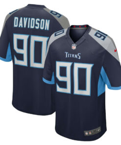 Marlon Davidson 90 Tennessee Titans Game Men Jersey - Navy JS7556 nicesnker