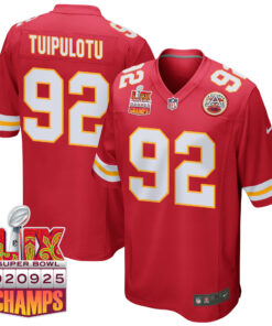 Marlon Tuipulotu 92 Kansas City Chiefs Super Bowl LIX Champions Patch Game Men Jersey - Red JS6590 nicesnker