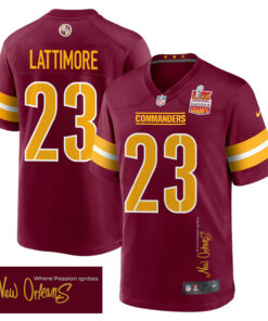 Marshon Lattimore 23 Washington Commanders Super Bowl LIX Champions Patch 'New Orleans - Where Passion Ignites' EMBROIDERED Game Men Jersey - Burgundy JS4144 nicesnker