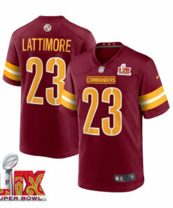 Marshon Lattimore #23 Washington Commanders Super Bowl LIX Jersey - Men's - Burgundy JS7767 nicesnker